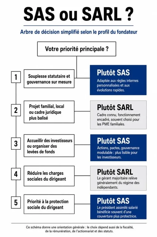 SAS ou SARL : arbre de décision pour choisir sa forme juridique selon le profil du projet