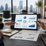 Analyse de donnees financieres dans un bureau moderne