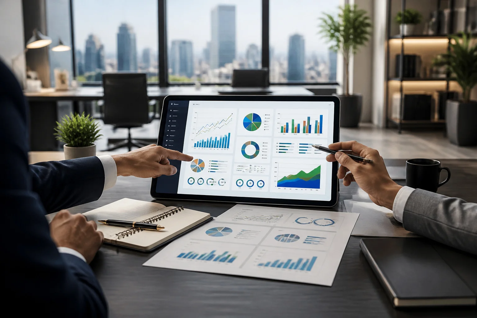 Analyse de donnees financieres dans un bureau moderne
